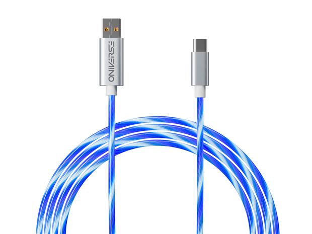 Oniverse USB-A to USB-C Quick Charge Cable with LED - 2 meters - White (Multiplatform)