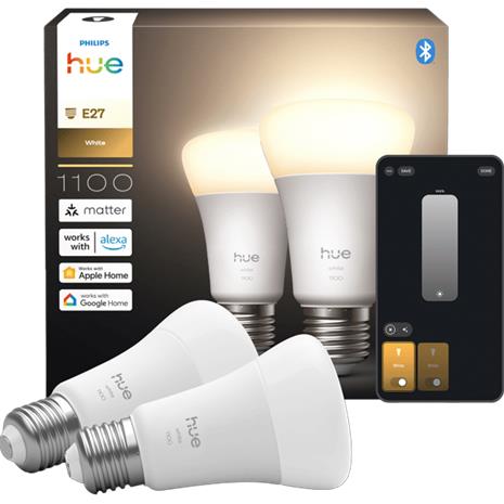 Philips Hue LED-älylamppu, White, E27, 1100 lm, 2-pack