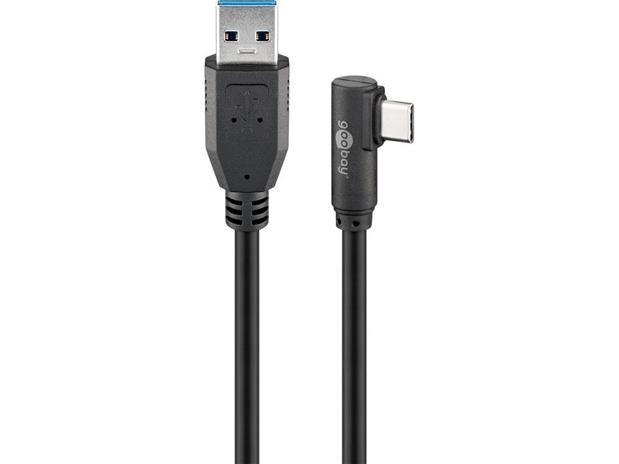 Pro USB-C™ to USB A 3.0 cable 90° black 2m