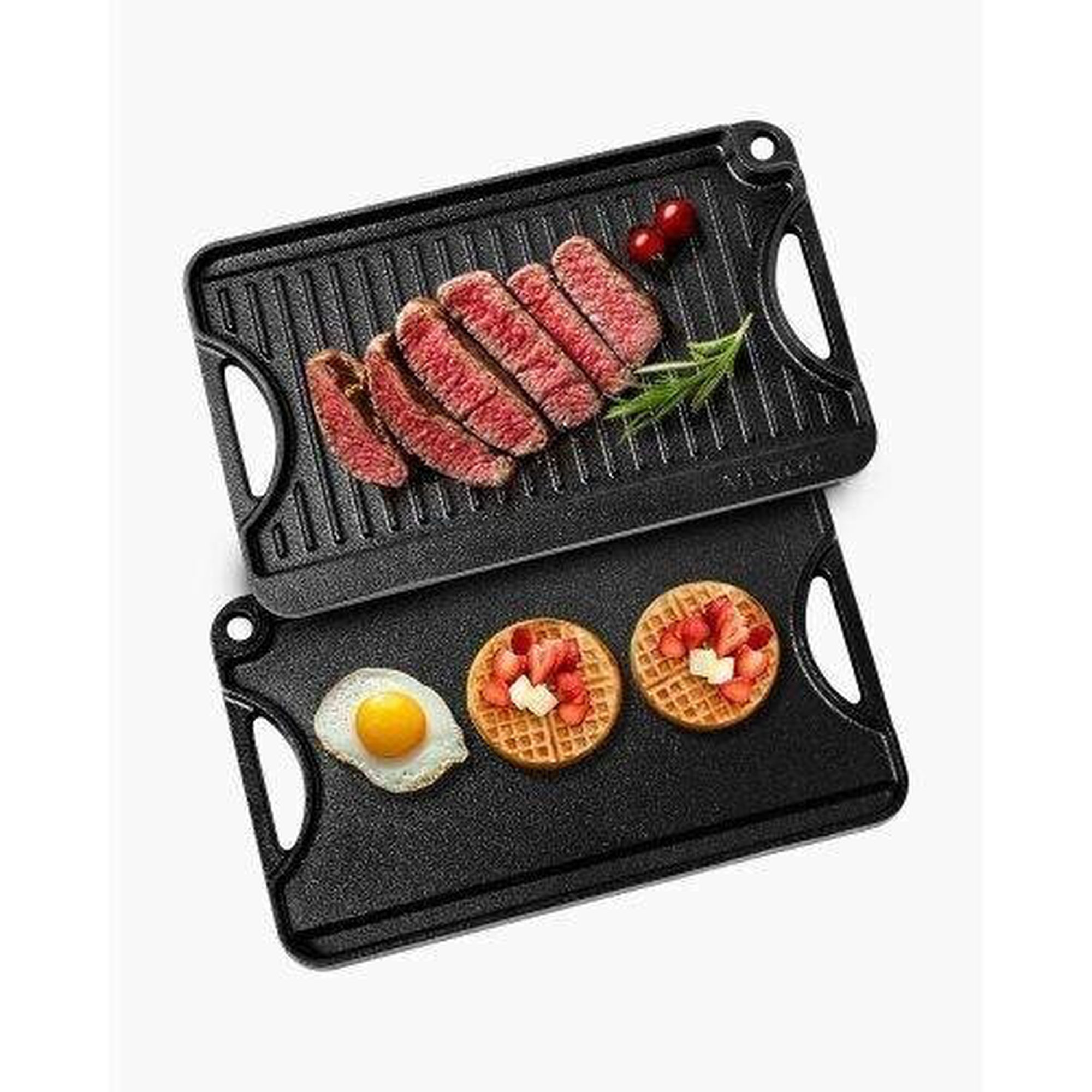 Universaali valurautainen grillipannu BBQ-pinnoitteella – 185 x 342 mm