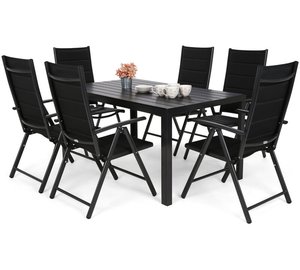 Ulkokalustesetti Ibiza 150 cm, 6+1, Black / Black