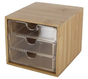 Meikkiteline, jossa 3 laatikkoa, bambu