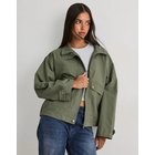Nelly - Vihreä - Funnel Neck Cotton Jacket