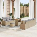 vidaXL Puutarhasohva Setti tyynyllä 10 pcs Beige ja vaaleanharmaa