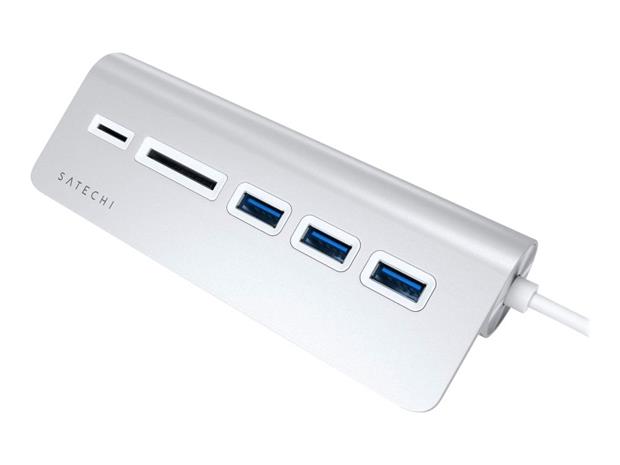 Satechi USB-C Aluminum USB Hub & Card Reader, hopea
