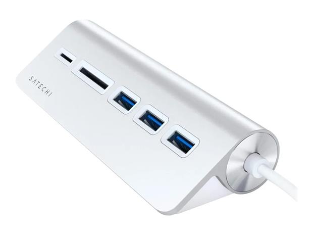 Satechi USB-C Aluminum USB Hub & Card Reader, hopea