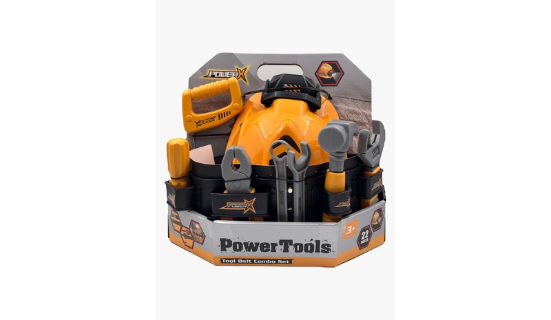 Power X Tool Belt Combo Set.Helmet w/Light 22 pc