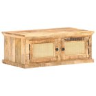 vidaXL Sohvapöytä 90x50x35 cm täysi mangopuu ja luonnonruoko