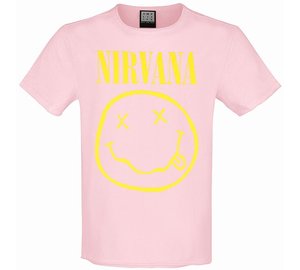 Nirvana - Face - T-paita - Miehet - Pinkki