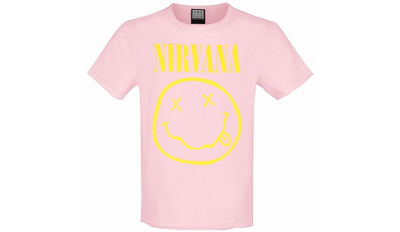 Nirvana - Face - T-paita - Miehet - Pinkki