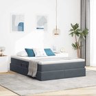 vidaXL Säilytystilallinen sänky patjalla Tumma harmaa 137 x 190 cm