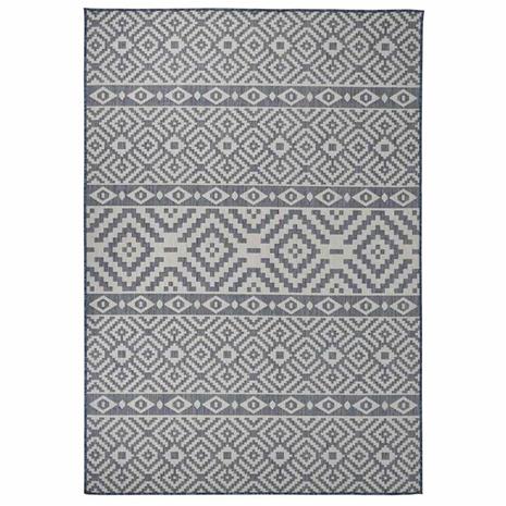 vidaXL Ulkomatto Flatweave 160x230 cm siniset raidat