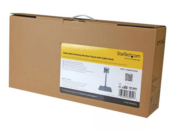 StarTech.com Single Monitor Stand - Adjustable - Steel - Silver