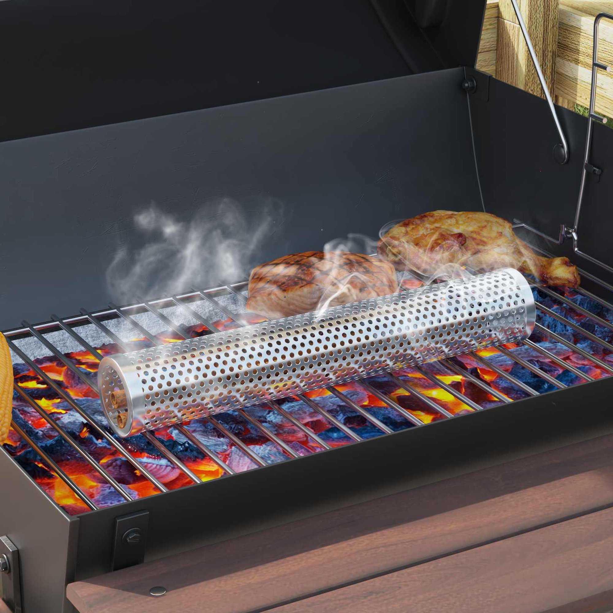 vidaXL Ulkoilma grilli 103 x 60 x 113 cm Teräs Musta