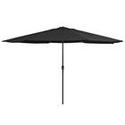 vidaXL Aurinkovarjo metallitolpalla 390 cm musta