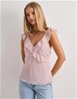 Nelly - Vaaleanpunainen - Flounce v-neck top