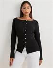 Nelly - Musta - Waist Button Cardigan