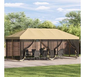 vidaXL Paviljonki sivuseinillä 6 x 3 m Kerma Polyesteri ja teräs