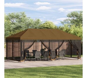 vidaXL Paviljonki sivuseinillä 6 x 3 m Taupe Polyesteri ja teräs