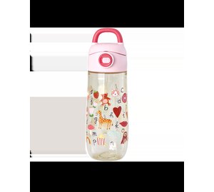 Rice - Plastic Kids Drinking Bottle with ABC Print - Pink - 550 ml (PLBOT-SABCI)