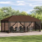 vidaXL Paviljonki sivuseinillä 6 x 3 m Ruskea Polyesteri ja teräs