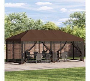 vidaXL Paviljonki sivuseinillä 6 x 3 m Ruskea Polyesteri ja teräs