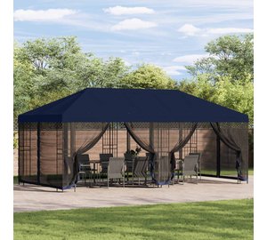 vidaXL Paviljonki sivuseinillä 6 x 3 m Sininen Polyesteri ja teräs
