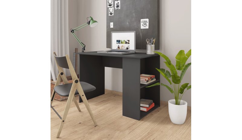 vidaXL Työpöytä harmaa 110x60x73 cm lastulevy