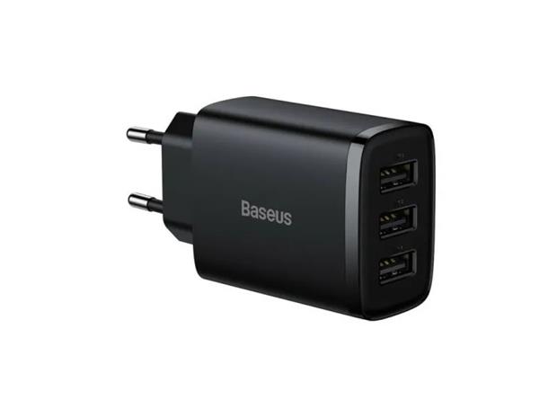 Baseus Compact Quick Charger 3x USB 17W (Black)