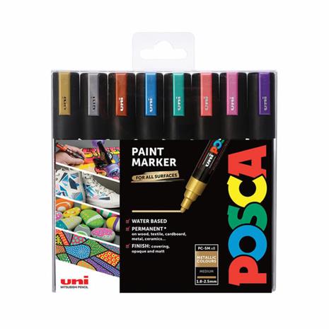 Posca - PC5M - Medium Tip Pen - Metallic colors, 8 pc