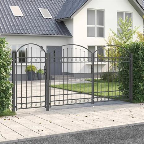 vidaXL Puutarha-aitaportti kaarevalla yläsirkkelillä Harmaa – kuva 4/5