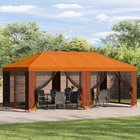 vidaXL Puutarhamaja sivuseinillä 6 x 3 m Oranssi Polyesteri ja teräs