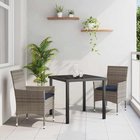 vidaXL Pöytä ja Tuoli Setti 3 pcs Harmaa ja tummansininen PE-rottinki