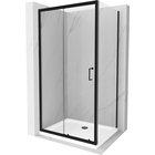 Mexen Apia liukuovellinen suihkukaappi 130 x 90 cm, kirkas, musta + Flat-suihkuallas, valkoinen - 840-130-090-70-00-4010B, 130 x 90 cm