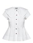 GANNI White Stretch Poplin Shirt - WHITE - 40