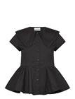 GANNI Stretch Cotton Peter Pan Collar Shirt - BLACK - 42