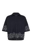 FRENCH CONNECTION Alissa Cotton Popover - NAVY/WHITE - S
