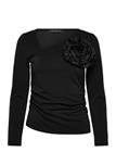 FRENCH CONNECTION Valetta Jersey Ls Rosette Top - BLACK - L