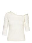 MONKI Asymmetric Off-Shoulder Three-Quarter Sleeve Top - WHITE DUSTY LIGHT - S