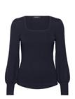 LAUREN RALPH LAUREN Rib-Knit Puff-Sleeve Sweater - LAUREN NAVY - L