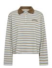 IVY COPENHAGEN Ivy-Stix Ls Polo - ECRU W. CAMEL/PALE BLUE STRIPES - 44