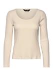 LAUREN RALPH LAUREN Rib-Knit Long-Sleeve Scoopneck Tee - MASCARPONE CREAM - XL