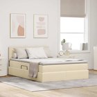 vidaXL Säilytystilallinen sänky patjalla Kreemi 140 x 190 cm Sametti