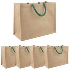 vidaXL Juutti käsilaukut 5 pcs Luonnollinen ja vihreä 42 x 33 x 19 cm