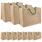 vidaXL Juutti käsilaukut 10 pcs Luonnollinen ja vihreä 42 x 33 x 19 cm