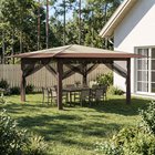 vidaXL Gazebo, jossa on 4 seinää 4 x 4 m Kerma ja ruskea