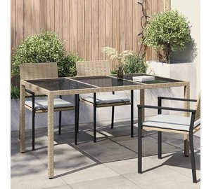vidaXL Puutarhapöytä Beige 150 x 90 x 75 cm polyrottinki
