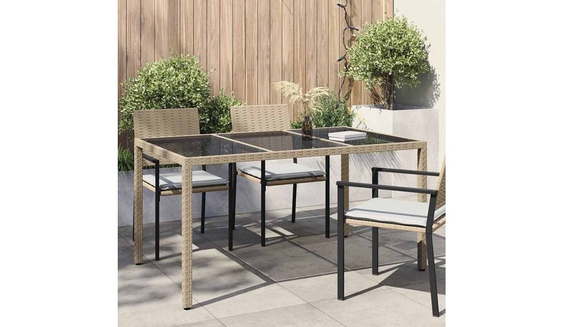 vidaXL Puutarhapöytä Beige 150 x 90 x 75 cm polyrottinki