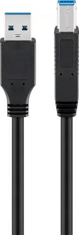 Pro USB-A <-> USB-B 3.0 - 0.25m - Musta