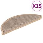 vidaXL Itsekiinnittyvät porrasmatot sisaltyyli 15 kpl 56x17x3 cm beige
